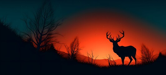 silhouette of deer ,generative AI