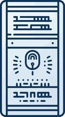 Fototapeta premium Server rack with indicator lights and digital display, representing data center or network infrastructure