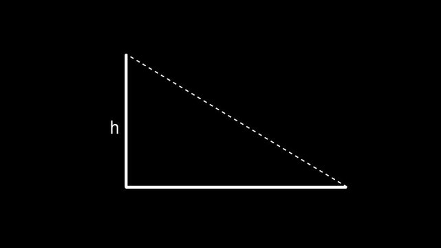 Right triangle diagram with height labeled h and right angle symbol