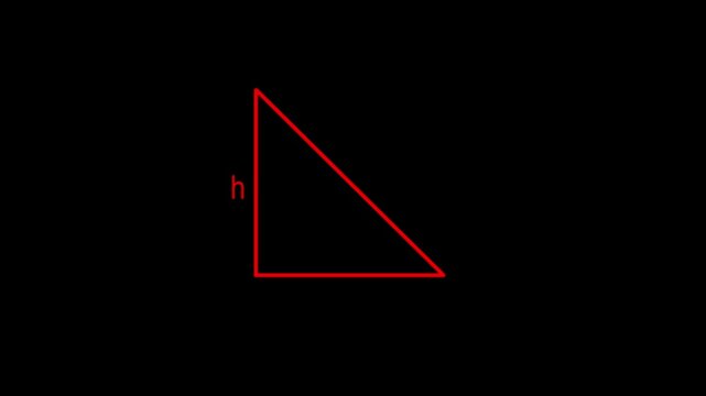 Diagram of a right triangle showing height h and a right angle symbol