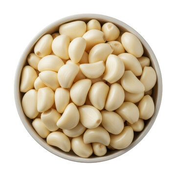 peeled garlic cloves in a bowl for cooking, seasoning and healthy food concepts