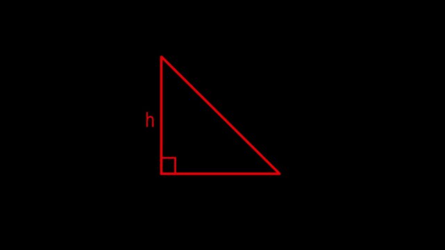 Diagram of a right triangle showing height h and a right angle symbol