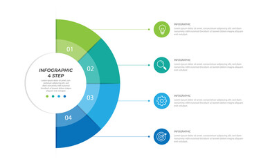 Vector infographic label design with circle infographic template design and 4-5-6 options or steps. Can be used for process diagram, presentations, workflow layout, banner, flow chart, info graph
