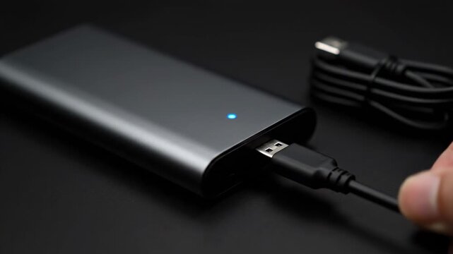 Power Bank Charging - A Close-Up Look at Portable Energy.