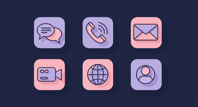 Set of communication icons for digital interface or presentation