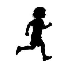 silhouette of a boy running