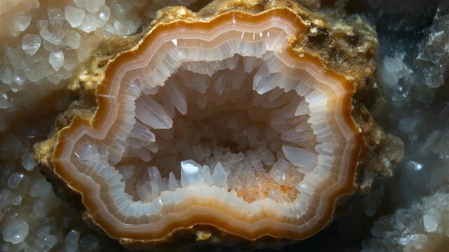 Geode with Crystals Inside Rock Formation.