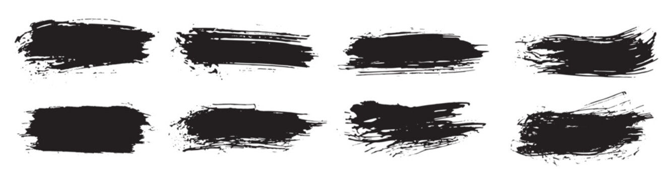 Collection black dirty design element. Grunge brush stroke, paint artistic set. Grunge texture collection