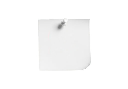 Blank white note paper pinned with thumbtack for message reminder and design mockup