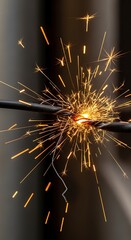 Electrical short circuit producing intense sparks and bright light effects