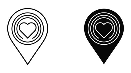 Map pin icon with heart symbol inside © vdomarket