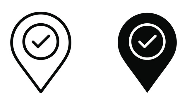 Map pin icons with checkmark symbolizing location confirmation