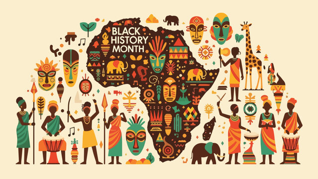 Vibrant African cultural celebration with diverse patterns