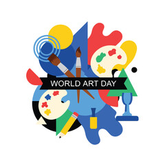 Fototapeta premium Vibrant art supplies celebrate World Art Day