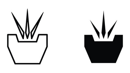 Obraz premium Simple plant pot icon in two different styles