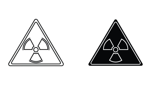 Radioactive warning sign symbol icon set