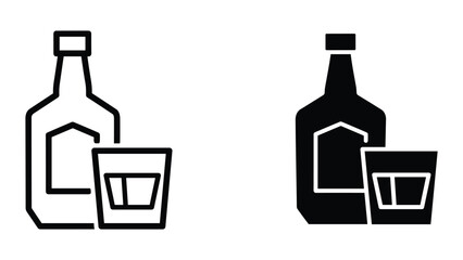 Bottle and glass icon in two different styles