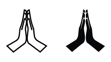 Praying hands silhouette icon set