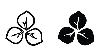 Simple black and white leaf illustration