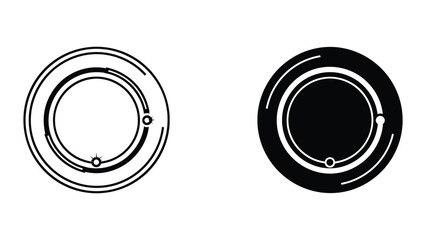 Black and white circular shapes with concentric rings