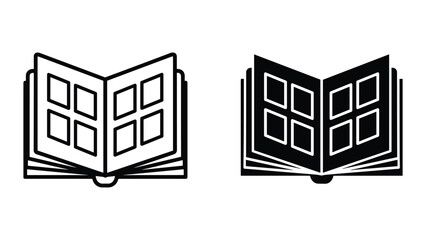 Open book icon in different styles