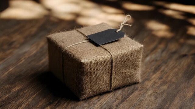 Rustic Kraft Paper Gift Package Tied with Twine and Tag.