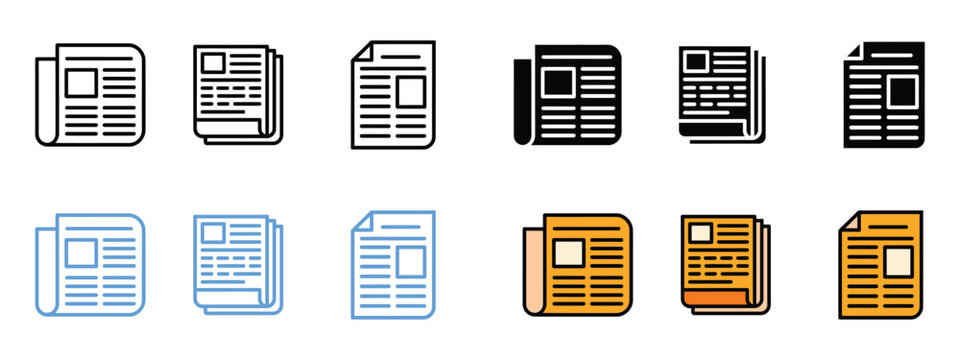 Newspaper icon set. document, news, communication, paper symbol. vector illustration.