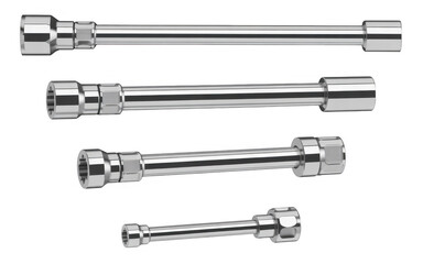 Fototapeta premium Set of chrome socket wrenches chrome wrenches tools isolated on a transparent background