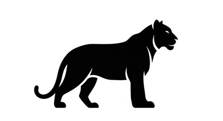 Obraz premium Black Panther Silhouette Standing Proudly on White Background.