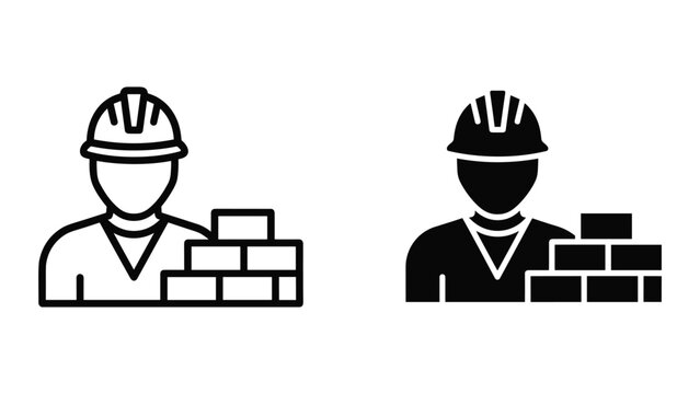 Construction worker holding bricks icon