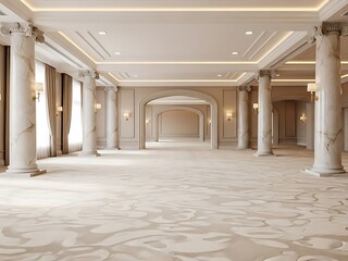 Opulent venue interior featuring elegant pillars and arched doorways