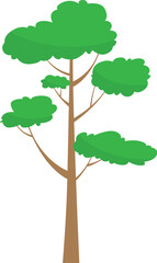 Stylized green tree illustration with a tall brown trunk and distinct foliage, an ideal graphic for natural growth, environmental themes, and organic elements in various creative designs