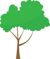 Illustration of a lush green deciduous tree with a brown trunk and branches, symbolizing nature and growth in a simple, clean graphic style