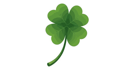 A vibrant green four-leaf clover, a symbol of good luck, isolated on a clean white background.