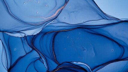 Serene blue abstract watercolor texture background with golden details