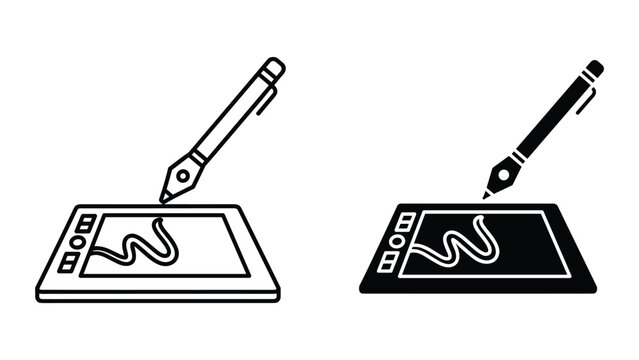 Digital drawing tablet illustration in two color modes