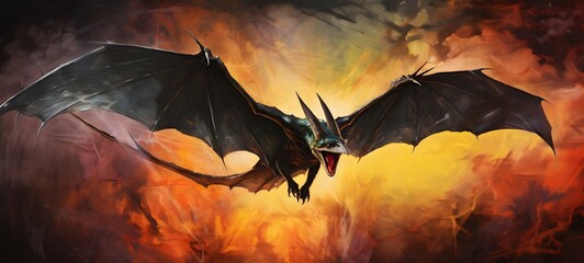 silhouette of Pterodactyl,generative AI