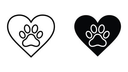 Heart with dog paw print logo design © Jahidul