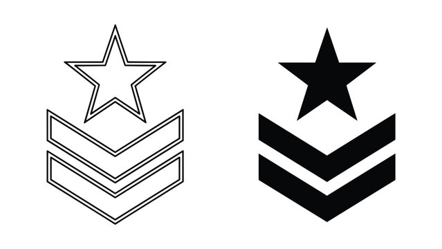 Military rank insignia symbol with star and chevron