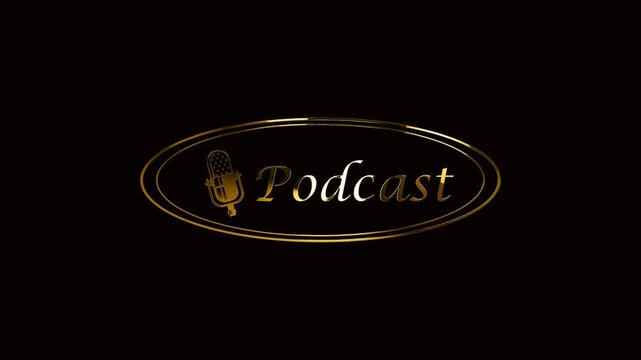luxury gold set of podcast logo on the black background