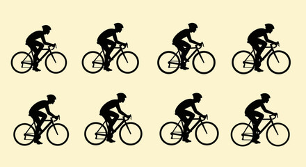 Obraz premium Cyclist riding a bicycle in various positions.