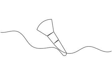 Obraz premium Makeup brush continuous one line drawing minimal outline icon for beauty and cosmetic branding