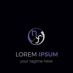 Abstract Vector Letter Logo Design with Initials NF created using nice and elegant isolated lowercase letters.