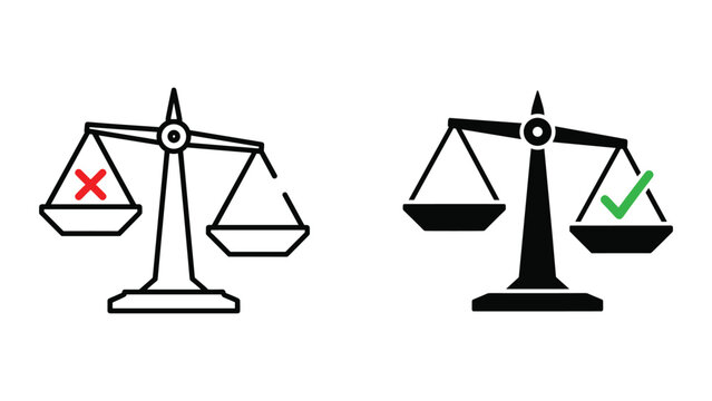 Balance scale with unbalanced and balanced weights