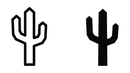 Obraz premium Cactus icon set in black and white