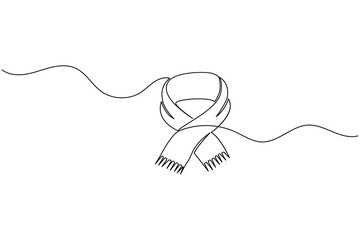 Obraz premium Scarf continuous one line art drawing for winter fashion and cozy seasonal concept vector