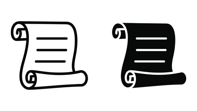 Simple black and white scroll icon set