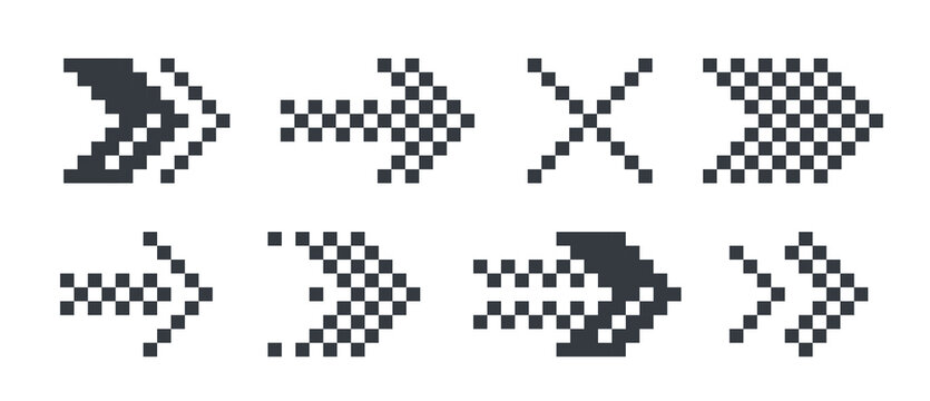 Pixel arrows. Arrows pixel art. Arrows icons concept. Arrows direction. Vector illustration