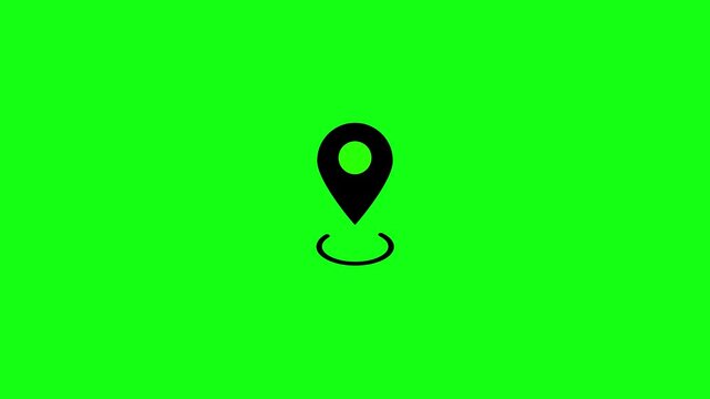 Black location pin icon on a bright green background map marker navigation