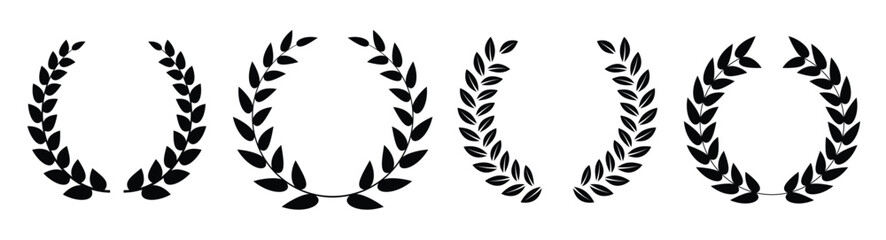 retro laurel wreaths set circle winner trophy decor 